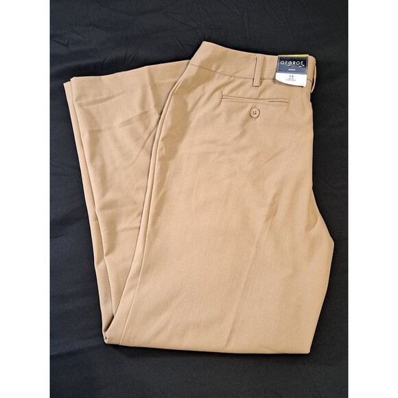 George Women’s Khaki Core Stretch Dress Pants NWT Size 12 Petite - Picture 1 of 12